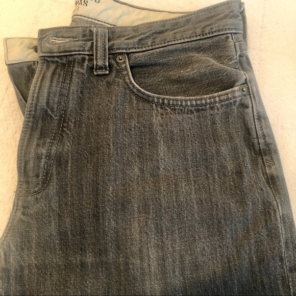 Lands' End Canvas Jeans Men's Grey Slim Fit  W 34  L 32 1963 Distressed Denim - Picture 2 of 15